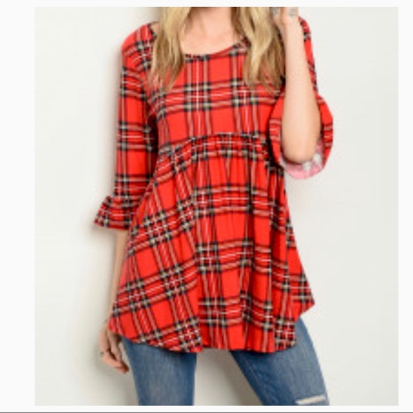 Tops - ✨LAST ONE✨Red plaid tunic top
